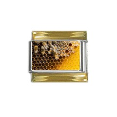 Honeycomb With Bees Gold Trim Italian Charm (9mm) by Bedest