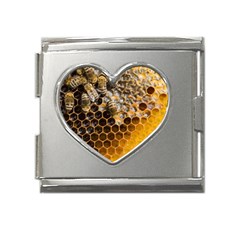 Honeycomb With Bees Mega Link Heart Italian Charm (18mm) by Bedest