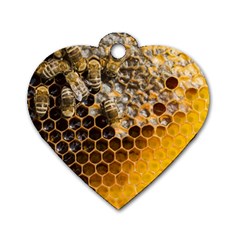 Honeycomb With Bees Dog Tag Heart (two Sides) by Bedest