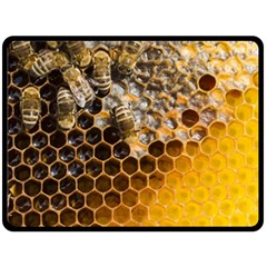 Honeycomb With Bees Two Sides Fleece Blanket (large) by Bedest