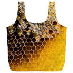 Honeycomb With Bees Full Print Recycle Bag (xl) by Bedest