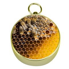 Honeycomb With Bees Gold Compasses by Bedest