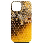 Honeycomb With Bees iPhone 14 Black UV Print Case Front