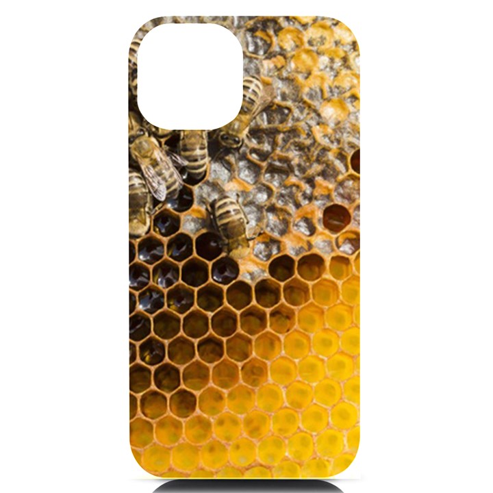 Honeycomb With Bees iPhone 14 Black UV Print Case