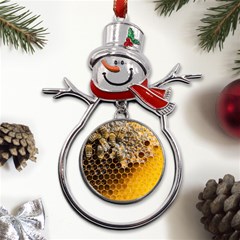 Honeycomb With Bees Metal Snowman Ornament