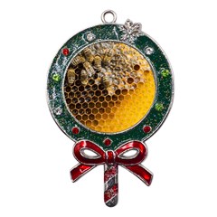 Honeycomb With Bees Metal X mas Lollipop With Crystal Ornament by Bedest