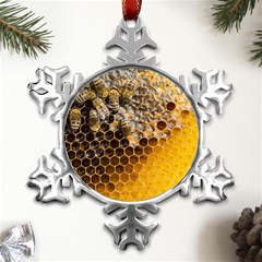 Honeycomb With Bees Metal Small Snowflake Ornament by Bedest