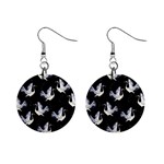 Crane Pattern Bird Animal Mini Button Earrings Front