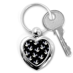 Crane Pattern Bird Animal Key Chain (heart) by Bedest