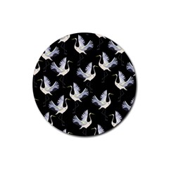 Crane Pattern Bird Animal Rubber Coaster (round) by Bedest