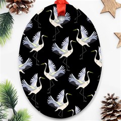 Crane Pattern Bird Animal Oval Ornament (two Sides) by Bedest