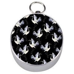 Crane Pattern Bird Animal Silver Compasses by Bedest