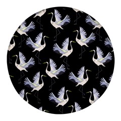 Crane Pattern Bird Animal Round Glass Fridge Magnet (4 Pack) by Bedest