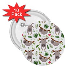 Seamless Pattern With Cute Sloths 2 25  Buttons (10 Pack)  by Bedest