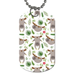 Seamless Pattern With Cute Sloths Dog Tag (one Side) by Bedest