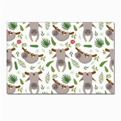 Seamless Pattern With Cute Sloths Postcards 5  X 7  (pkg Of 10) by Bedest