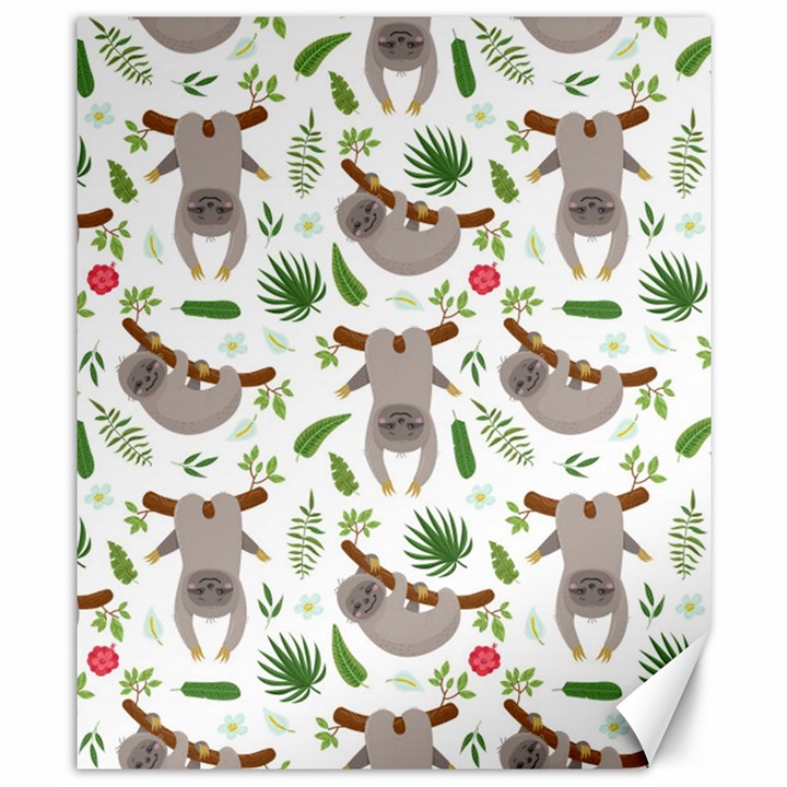 Seamless Pattern With Cute Sloths Canvas 8  x 10 