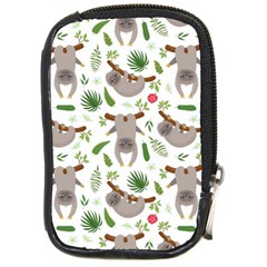 Seamless Pattern With Cute Sloths Compact Camera Leather Case by Bedest