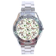 Seamless Pattern With Cute Sloths Stainless Steel Analogue Watch by Bedest