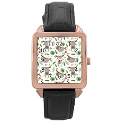 Seamless Pattern With Cute Sloths Rose Gold Leather Watch  by Bedest