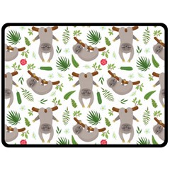 Seamless Pattern With Cute Sloths Two Sides Fleece Blanket (large) by Bedest