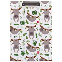 Seamless Pattern With Cute Sloths A4 Acrylic Clipboard by Bedest