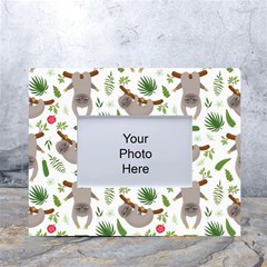 Seamless Pattern With Cute Sloths White Tabletop Photo Frame 4 x6  by Bedest