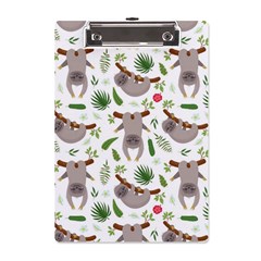 Seamless Pattern With Cute Sloths A5 Acrylic Clipboard by Bedest