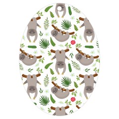 Seamless Pattern With Cute Sloths Uv Print Acrylic Ornament Oval by Bedest