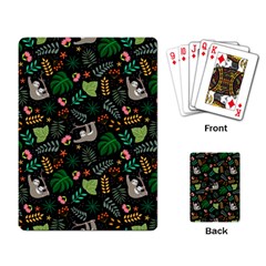 Floral Pattern With Plants Sloth Flowers Black Backdrop Playing Cards Single Design (rectangle) by Bedest