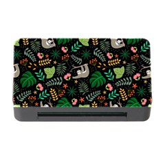 Floral Pattern With Plants Sloth Flowers Black Backdrop Memory Card Reader With Cf by Bedest