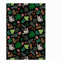 Floral Pattern With Plants Sloth Flowers Black Backdrop Small Garden Flag (two Sides) by Bedest