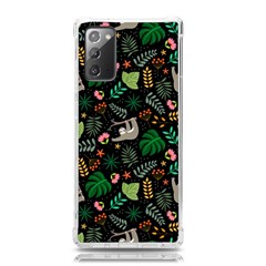 Floral Pattern With Plants Sloth Flowers Black Backdrop Samsung Galaxy Note 20 Tpu Uv Case by Bedest