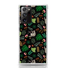 Floral Pattern With Plants Sloth Flowers Black Backdrop Samsung Galaxy Note 20 Ultra Tpu Uv Case by Bedest