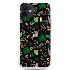 Floral Pattern With Plants Sloth Flowers Black Backdrop Iphone 12/12 Pro Tpu Uv Print Case by Bedest