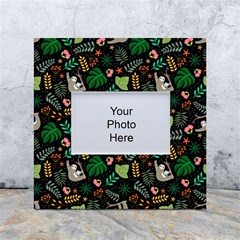 Floral Pattern With Plants Sloth Flowers Black Backdrop White Box Photo Frame 4  X 6  by Bedest