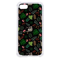 Floral Pattern With Plants Sloth Flowers Black Backdrop Iphone Se by Bedest