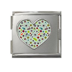 Seamless Pattern With Viruses Mega Link Heart Italian Charm (18mm) by Bedest