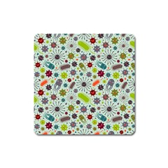 Seamless Pattern With Viruses Square Magnet by Bedest