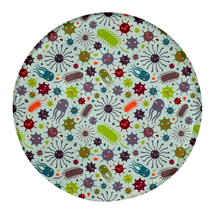 Seamless Pattern With Viruses Round Glass Fridge Magnet (4 pack)