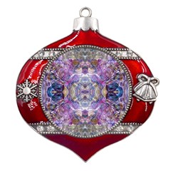 Abstract Pebbles Iv Metal Snowflake And Bell Red Ornament by kaleidomarblingart