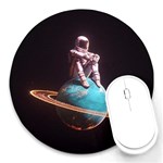 Stuck On Saturn Astronaut Planet Space Round Mousepad Front