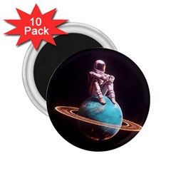 Stuck On Saturn Astronaut Planet Space 2 25  Magnets (10 Pack)  by Cendanart