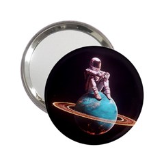 Stuck On Saturn Astronaut Planet Space 2 25  Handbag Mirrors by Cendanart