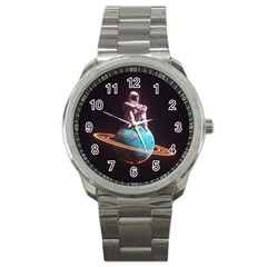 Stuck On Saturn Astronaut Planet Space Sport Metal Watch by Cendanart