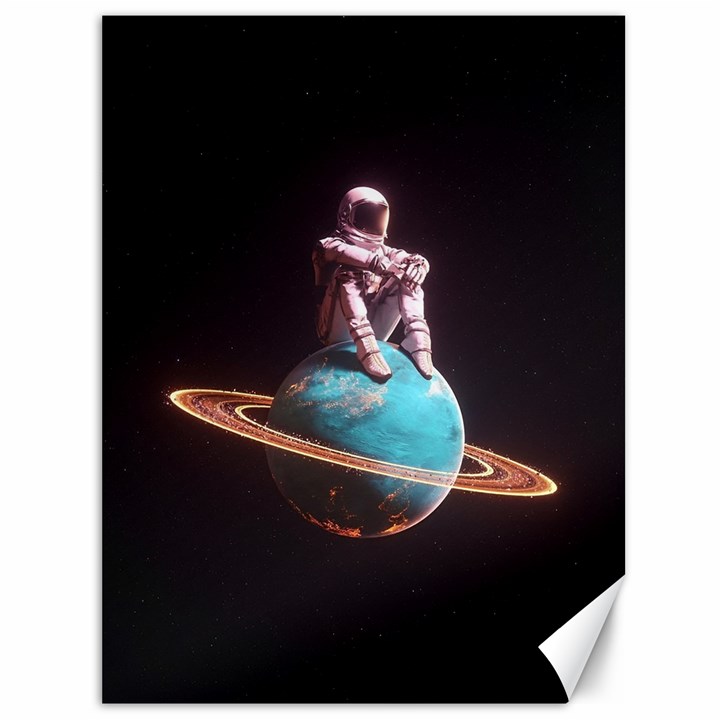 Stuck On Saturn Astronaut Planet Space Canvas 36  x 48 