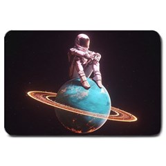 Stuck On Saturn Astronaut Planet Space Large Doormat by Cendanart