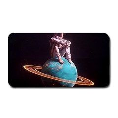 Stuck On Saturn Astronaut Planet Space Medium Bar Mat by Cendanart