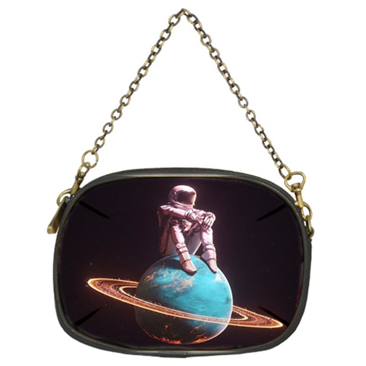 Stuck On Saturn Astronaut Planet Space Chain Purse (Two Sides)