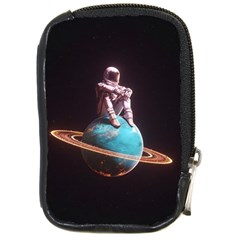 Stuck On Saturn Astronaut Planet Space Compact Camera Leather Case by Cendanart